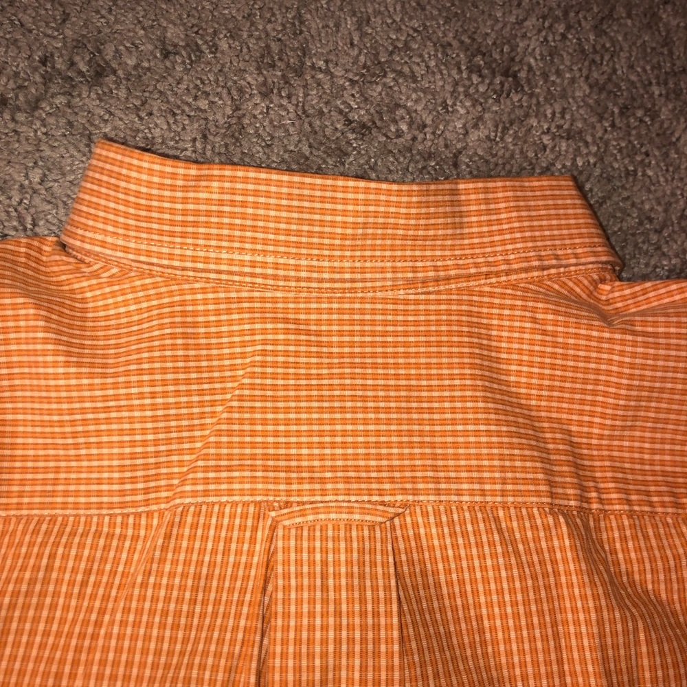 IZOD Button Down Up Mens Size XL Checkered Orange Dress Work Shirt - Picture 12 of 13